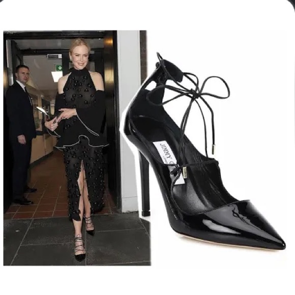 Jimmy Choo Shoes - Jimmy Choo Vita 100 black leather pump pointy toe lace up size 36 1/2
